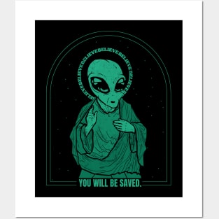 Jesus Alien Posters and Art